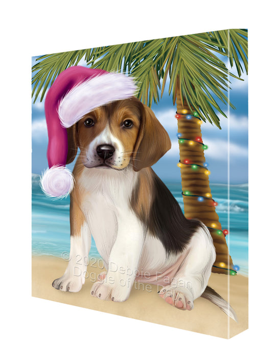 Christmas Summertime Island Tropical Beach American English Foxhound Dog Canvas Wall Art - Premium Quality Ready to Hang Room Decor Wall Art Canvas - Unique Animal Printed Digital Painting for Decoration CVS400