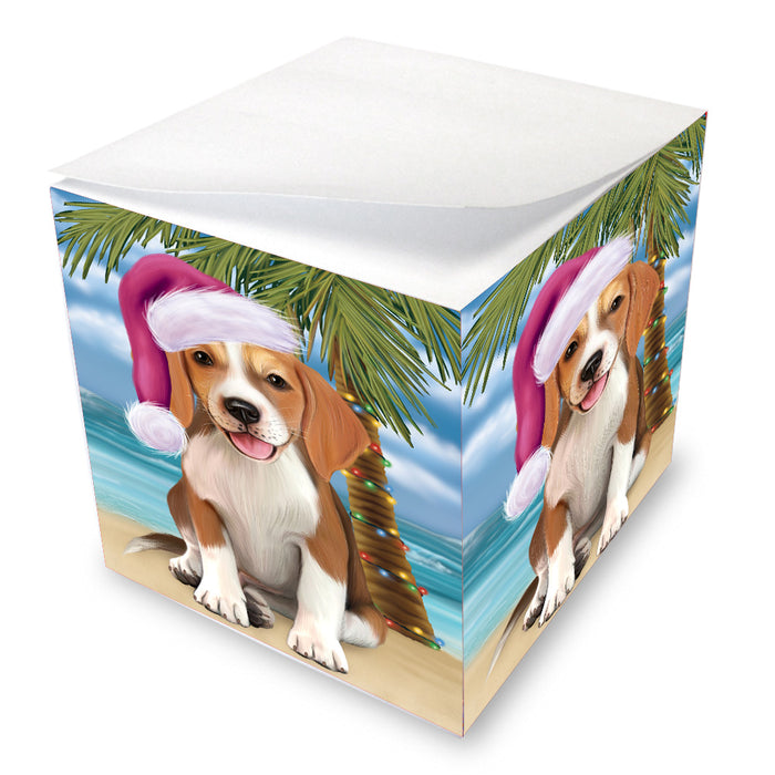 Christmas Summertime Island Tropical Beach American English Foxhound Dog Note Cube NOC-DOTD-A57452