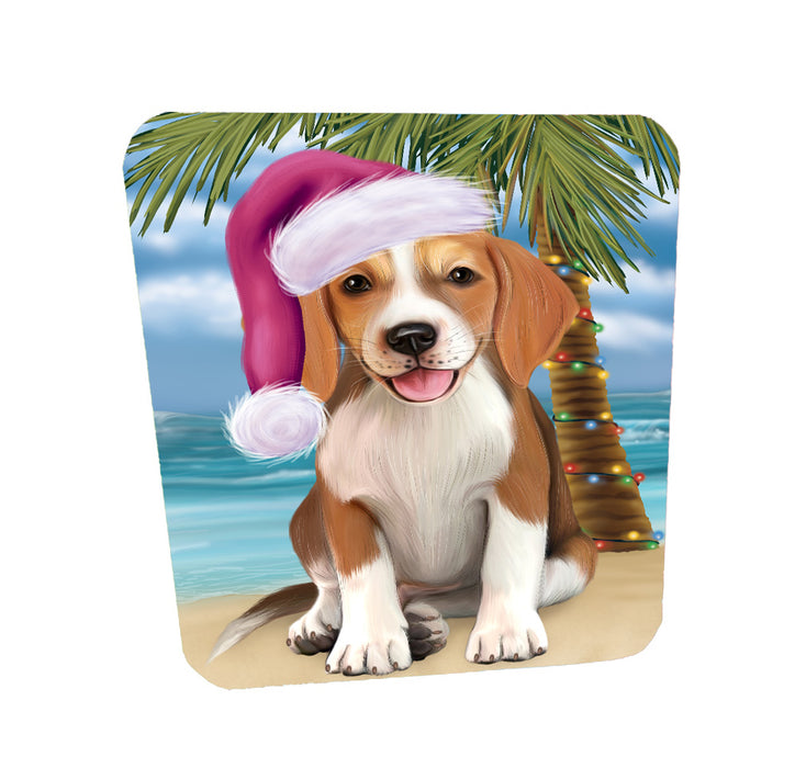 Christmas Summertime Island Tropical Beach American English Foxhound Dog Coasters Set of 4 CSTA58411