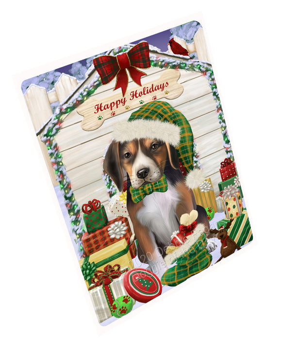 Christmas House with Presents American English Foxhound Dog Cutting Board - For Kitchen - Scratch & Stain Resistant - Designed To Stay In Place - Easy To Clean By Hand - Perfect for Chopping Meats, Vegetables, CA83082