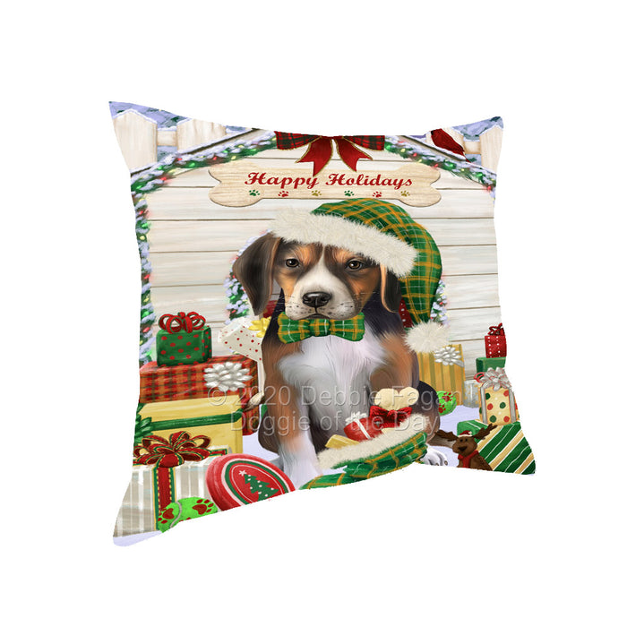 Christmas House with Presents American English Foxhound Dog Pillow with Top Quality High-Resolution Images - Ultra Soft Pet Pillows for Sleeping - Reversible & Comfort - Ideal Gift for Dog Lover - Cushion for Sofa Couch Bed - 100% Polyester, PILA92518