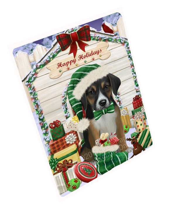 Christmas House with Presents American English Foxhound Dog Cutting Board - For Kitchen - Scratch & Stain Resistant - Designed To Stay In Place - Easy To Clean By Hand - Perfect for Chopping Meats, Vegetables, CA83084