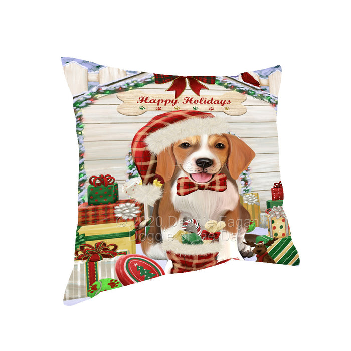 Christmas House with Presents American English Foxhound Dog Pillow with Top Quality High-Resolution Images - Ultra Soft Pet Pillows for Sleeping - Reversible & Comfort - Ideal Gift for Dog Lover - Cushion for Sofa Couch Bed - 100% Polyester, PILA92524