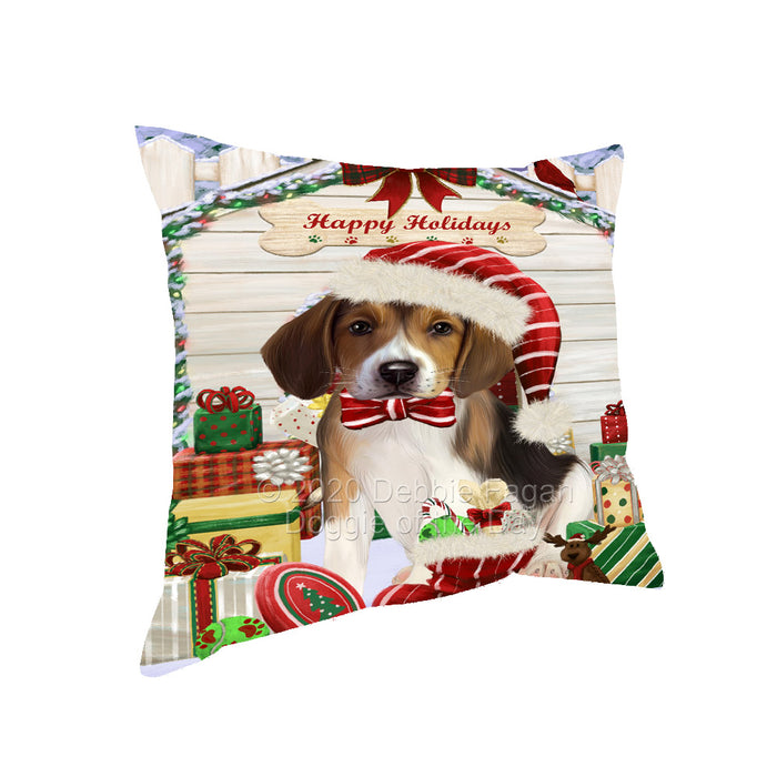 Christmas House with Presents American English Foxhound Dog Pillow with Top Quality High-Resolution Images - Ultra Soft Pet Pillows for Sleeping - Reversible & Comfort - Ideal Gift for Dog Lover - Cushion for Sofa Couch Bed - 100% Polyester, PILA92527