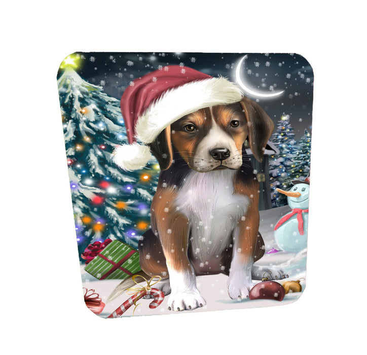 Christmas Holly Jolly American English Foxhound Dog Coasters Set of 4 CSTA58450