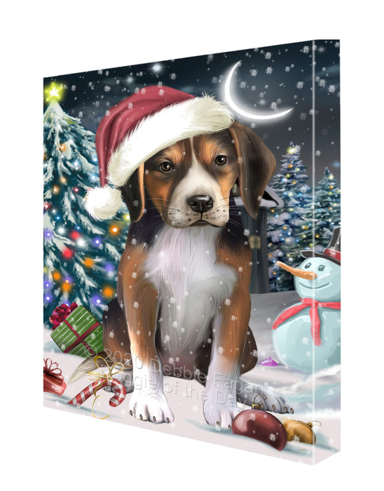 Christmas Holly Jolly American English Foxhound Dog Canvas Wall Art - Premium Quality Ready to Hang Room Decor Wall Art Canvas - Unique Animal Printed Digital Painting for Decoration CVS425