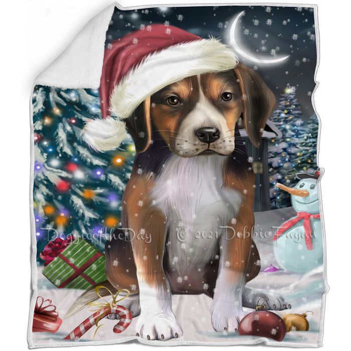 Have a Holly Jolly Christmas American English Foxhound Dog Blanket BLNKT143569