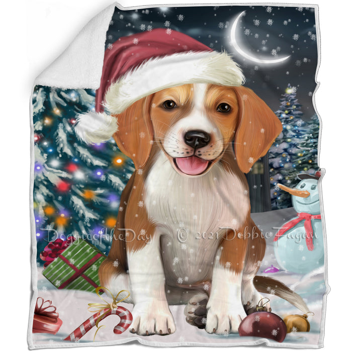 Have a Holly Jolly Christmas American English Foxhound Dog Blanket BLNKT143570