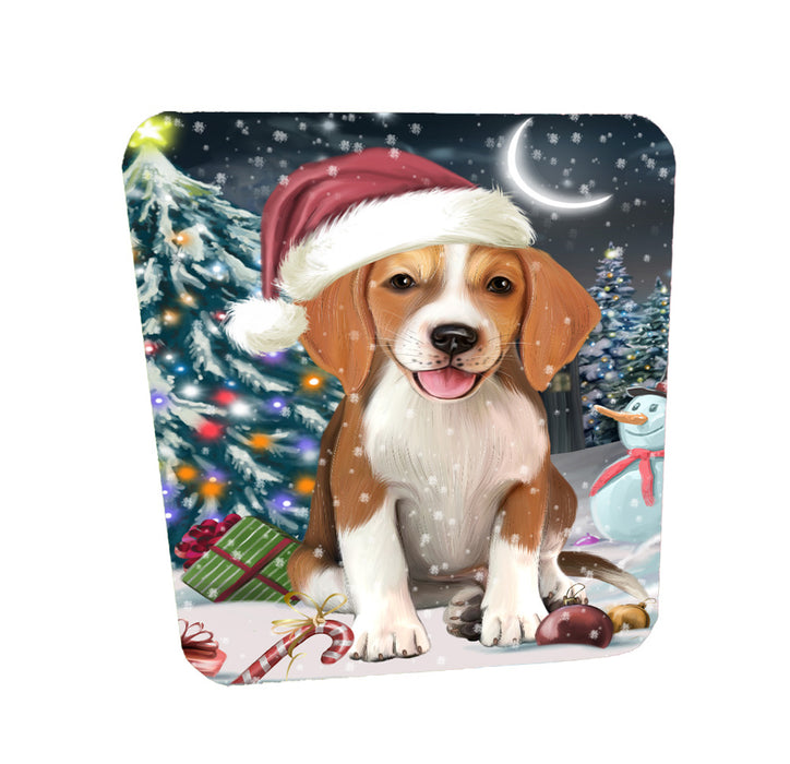 Christmas Holly Jolly American English Foxhound Dog Coasters Set of 4 CSTA58451