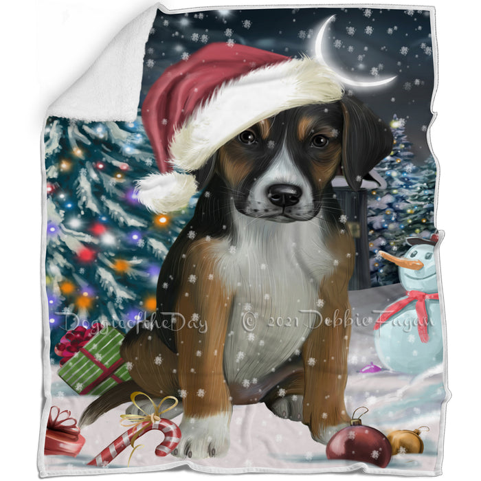 Have a Holly Jolly Christmas American English Foxhound Dog Blanket BLNKT143571