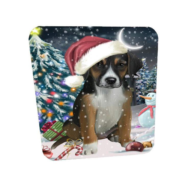 Christmas Holly Jolly American English Foxhound Dog Coasters Set of 4 CSTA58452