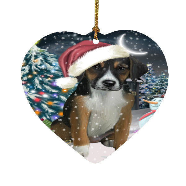 Christmas Holly Jolly American English Foxhound Dog Heart Christmas Ornament HPORA59213
