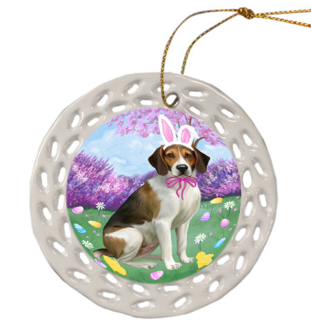 Easter holiday American English Foxhound Dog Doily Ornament DPOR58968
