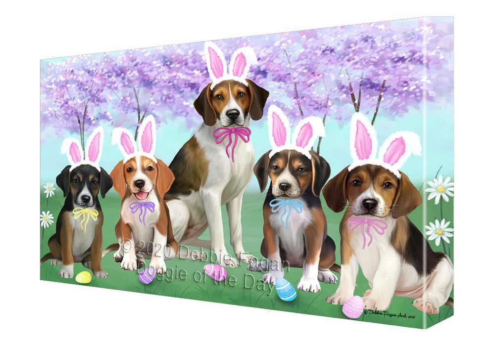 Easter Holiday American English Foxhound Dogs Canvas Wall Art - Premium Quality Ready to Hang Room Decor Wall Art Canvas - Unique Animal Printed Digital Painting for Decoration