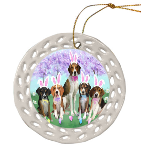 Easter Holiday American English Foxhound Dogs Doily Ornament DPOR58960