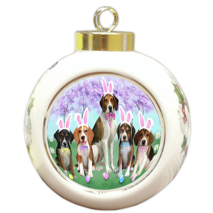 Easter Holiday American English Foxhound Dogs Round Ball Christmas Ornament Pet Decorative Hanging Ornaments for Christmas X-mas Tree Decorations - 3" Round Ceramic Ornament