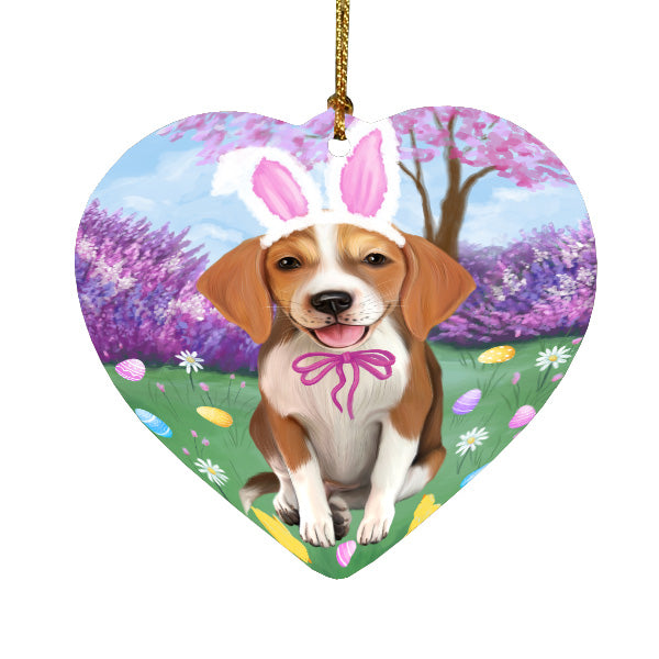Easter holiday American English Foxhound Dog Heart Christmas Ornament HPORA59333