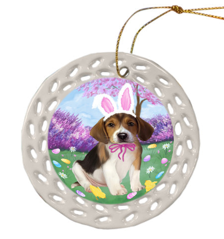 Easter holiday American English Foxhound Dog Doily Ornament DPOR58970