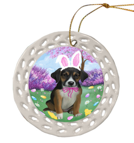 Easter holiday American English Foxhound Dog Doily Ornament DPOR58971