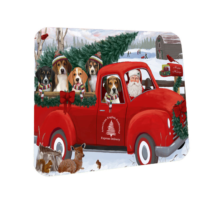 Christmas Santa Express Delivery Red Truck American English Foxhound Dogs Coasters Set of 4 CSTA58477