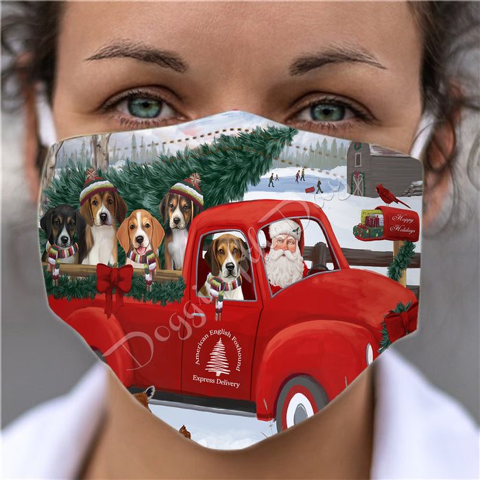 Christmas Santa Express Delivery Red Truck American English Foxhound Dogs Face Mask FM48400
