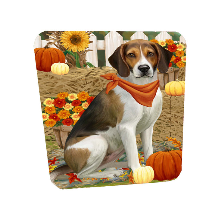 Fall Pumpkin Autumn Greeting American English Foxhound Dog Coasters Set of 4 CSTA58493
