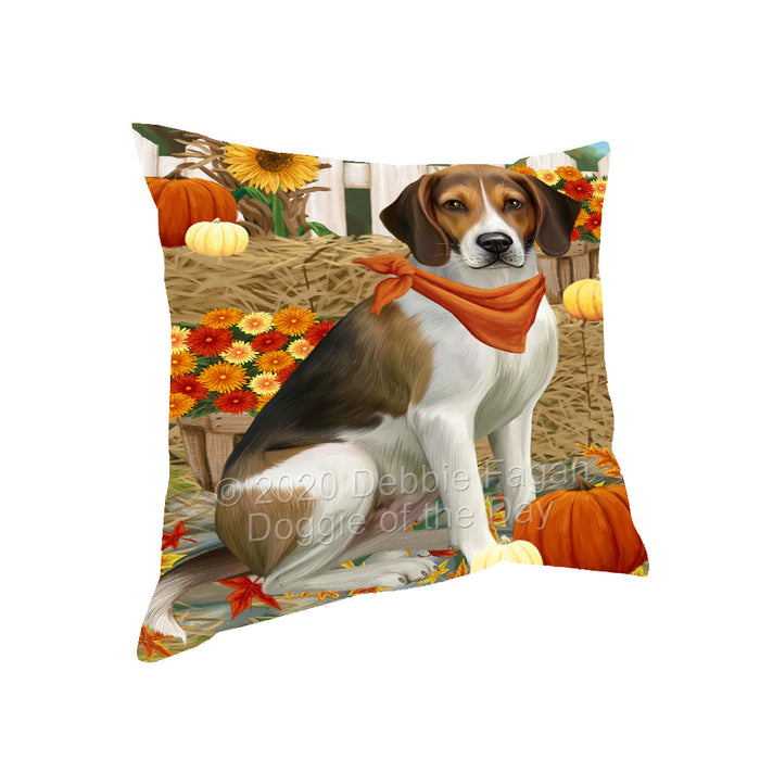 Fall Pumpkin Autumn Greeting American English Foxhound Dog Pillow with Top Quality High-Resolution Images - Ultra Soft Pet Pillows for Sleeping - Reversible & Comfort - Ideal Gift for Dog Lover - Cushion for Sofa Couch Bed - 100% Polyester, PILA93037