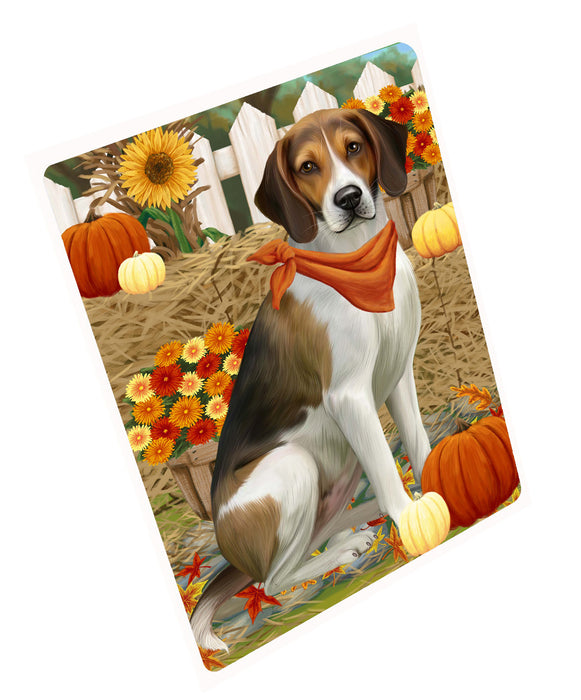 Fall Pumpkin Autumn Greeting American English Foxhound Dog Cutting Board - For Kitchen - Scratch & Stain Resistant - Designed To Stay In Place - Easy To Clean By Hand - Perfect for Chopping Meats, Vegetables, CA83428