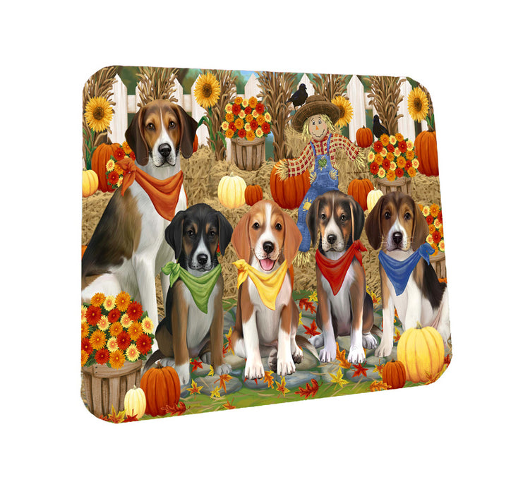 Fall Festive Gathering American English Foxhound Dogs Coasters Set of 4 CSTA58485