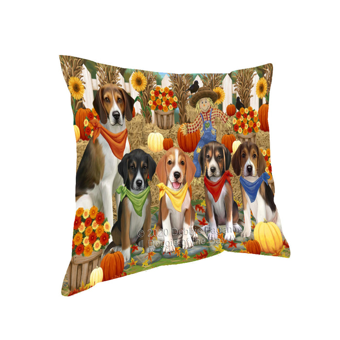 Fall Festive Gathering American English Foxhound Dogs Pillow with Top Quality High-Resolution Images - Ultra Soft Pet Pillows for Sleeping - Reversible & Comfort - Ideal Gift for Dog Lover - Cushion for Sofa Couch Bed - 100% Polyester