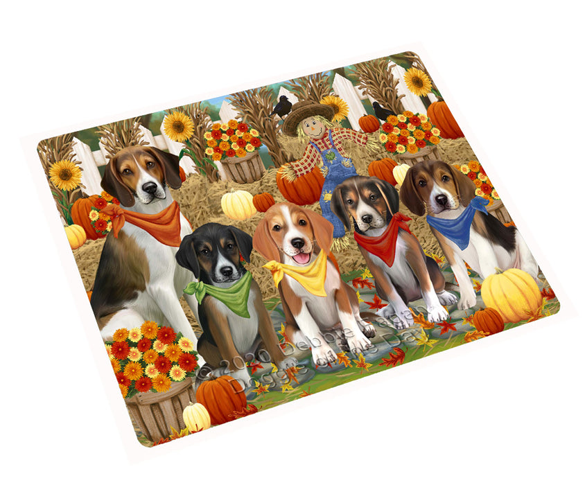 Fall Festive Gathering American English Foxhound Dogs Cutting Board - For Kitchen - Scratch & Stain Resistant - Designed To Stay In Place - Easy To Clean By Hand - Perfect for Chopping Meats, Vegetables
