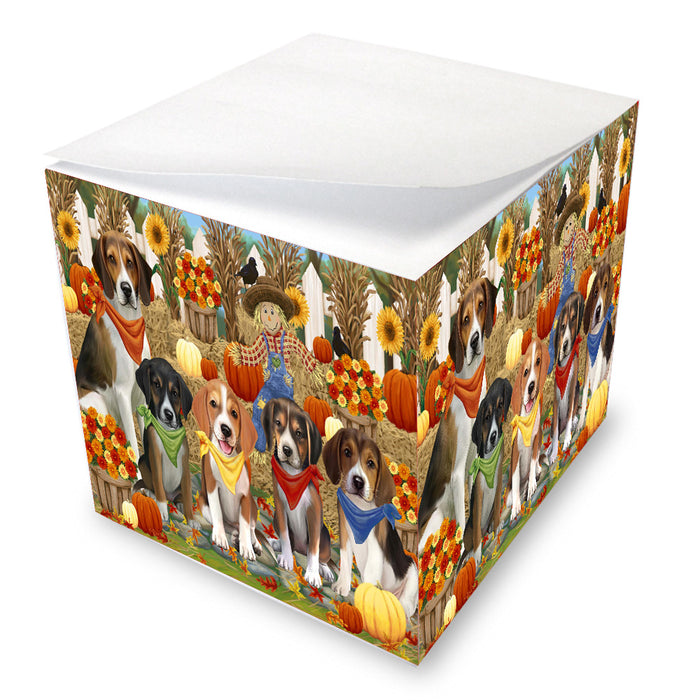 Fall Festive Gathering American English Foxhound Dogs Note Cube NOC-DOTD-A57526