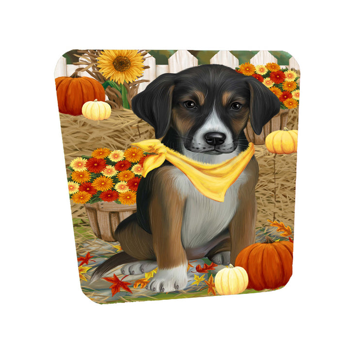 Fall Pumpkin Autumn Greeting American English Foxhound Dog Coasters Set of 4 CSTA58494