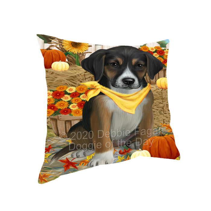 Fall Pumpkin Autumn Greeting American English Foxhound Dog Pillow with Top Quality High-Resolution Images - Ultra Soft Pet Pillows for Sleeping - Reversible & Comfort - Ideal Gift for Dog Lover - Cushion for Sofa Couch Bed - 100% Polyester, PILA93040