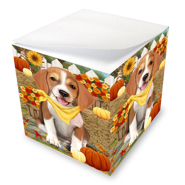 Fall Pumpkin Autumn Greeting American English Foxhound Dog Note Cube NOC-DOTD-A57536
