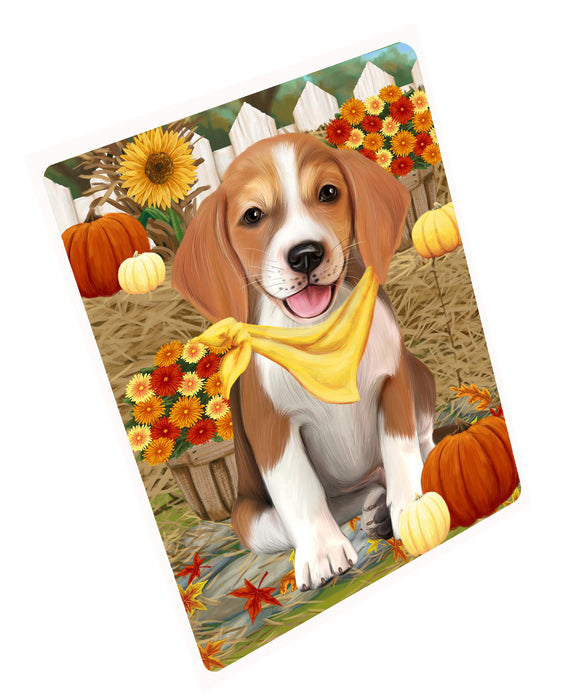 Fall Pumpkin Autumn Greeting American English Foxhound Dog Cutting Board - For Kitchen - Scratch & Stain Resistant - Designed To Stay In Place - Easy To Clean By Hand - Perfect for Chopping Meats, Vegetables, CA83432