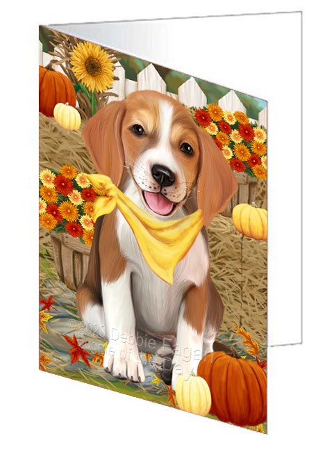Fall Pumpkin Autumn Greeting American English Foxhound Dog Handmade Artwork Assorted Pets Greeting Cards and Note Cards with Envelopes for All Occasions and Holiday Seasons