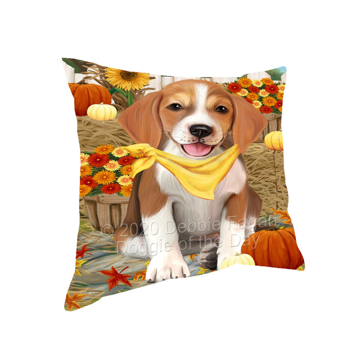 Fall Pumpkin Autumn Greeting American English Foxhound Dog Pillow with Top Quality High-Resolution Images - Ultra Soft Pet Pillows for Sleeping - Reversible & Comfort - Ideal Gift for Dog Lover - Cushion for Sofa Couch Bed - 100% Polyester, PILA93043