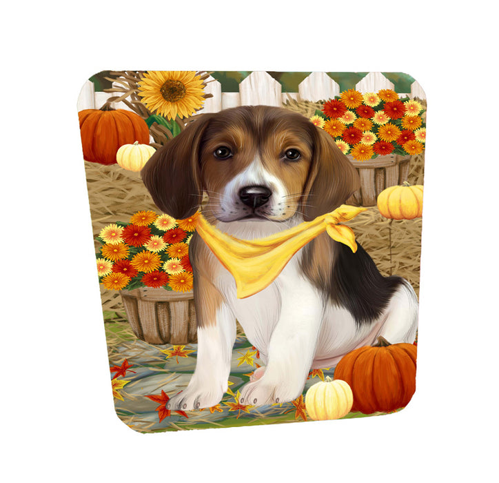 Fall Pumpkin Autumn Greeting American English Foxhound Dog Coasters Set of 4 CSTA58496