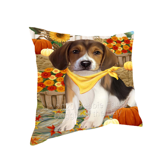 Fall Pumpkin Autumn Greeting American English Foxhound Dog Pillow with Top Quality High-Resolution Images - Ultra Soft Pet Pillows for Sleeping - Reversible & Comfort - Ideal Gift for Dog Lover - Cushion for Sofa Couch Bed - 100% Polyester, PILA93046