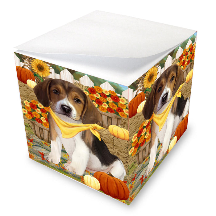 Fall Pumpkin Autumn Greeting American English Foxhound Dog Note Cube NOC-DOTD-A57537