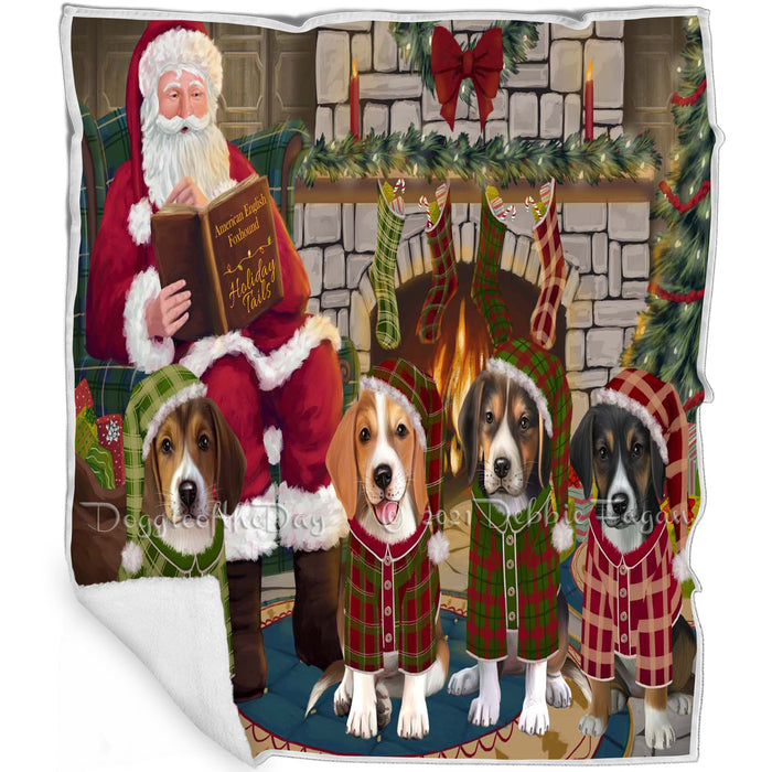 Christmas Cozy Holiday Tails American English Foxhound Dogs Blanket BLNKT142844