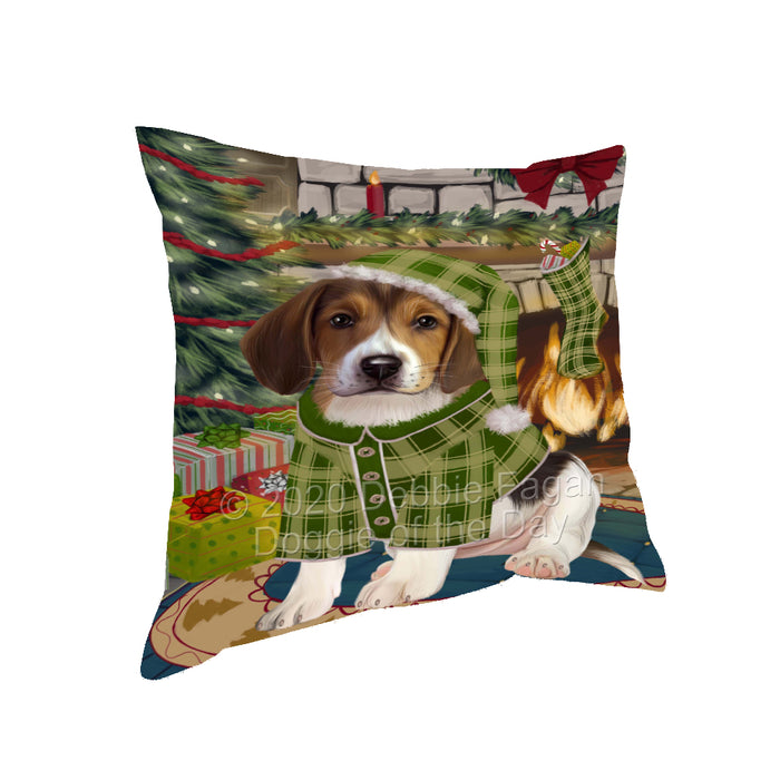 The Christmas Stocking was Hung American English Foxhound Dog Pillow with Top Quality High-Resolution Images - Ultra Soft Pet Pillows for Sleeping - Reversible & Comfort - Ideal Gift for Dog Lover - Cushion for Sofa Couch Bed - 100% Polyester, PILA93661