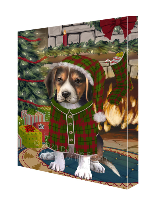 The Christmas Stocking was Hung American English Foxhound Dog Canvas Wall Art - Premium Quality Ready to Hang Room Decor Wall Art Canvas - Unique Animal Printed Digital Painting for Decoration CVS613