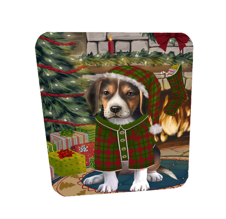 The Christmas Stocking was Hung American English Foxhound Dog Coasters Set of 4 CSTA58599