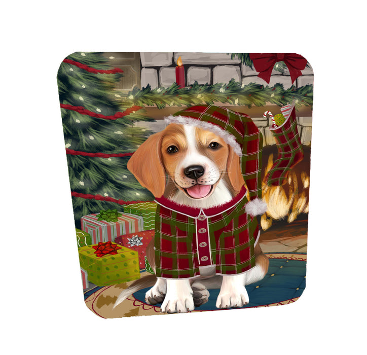 The Christmas Stocking was Hung American English Foxhound Dog Coasters Set of 4 CSTA58600