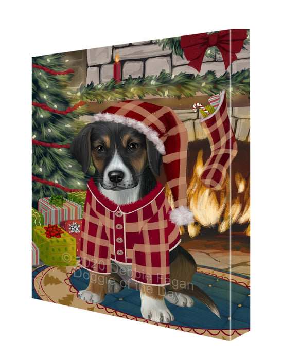 The Christmas Stocking was Hung American English Foxhound Dog Canvas Wall Art - Premium Quality Ready to Hang Room Decor Wall Art Canvas - Unique Animal Printed Digital Painting for Decoration CVS615