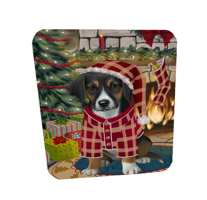 The Christmas Stocking was Hung American English Foxhound Dog Coasters Set of 4 CSTA58601