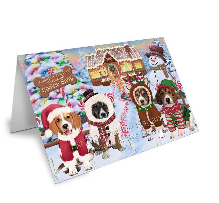 Christmas Gingerbread Cookie Shop American English Foxhound Dogs Handmade Artwork Assorted Pets Greeting Cards and Note Cards with Envelopes for All Occasions and Holiday Seasons