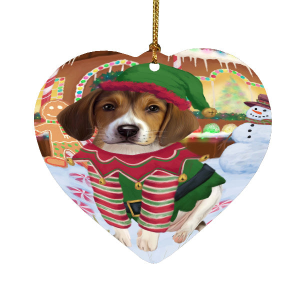 Christmas Gingerbread Elf American English Foxhound Dog Heart Christmas Ornament HPORA59106
